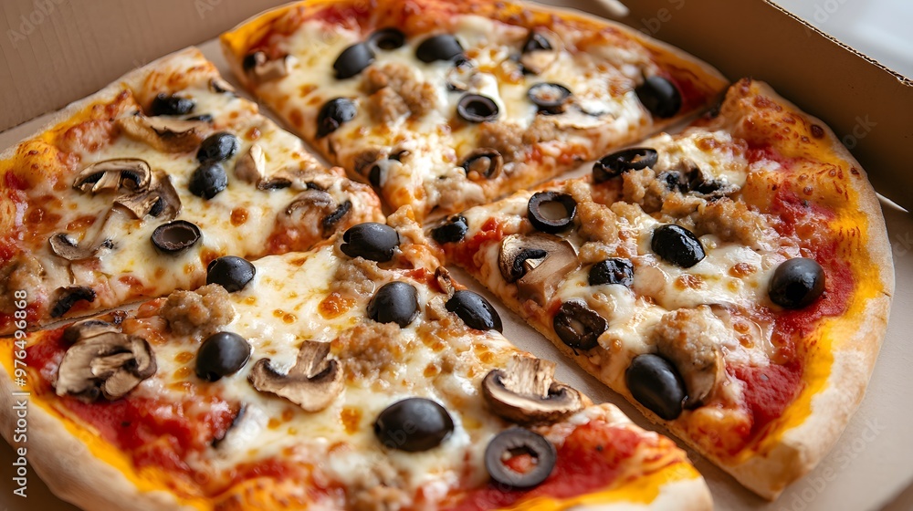 pizza with olives and mushrooms , Generative AI pizza with olives and mushrooms , Generative AI