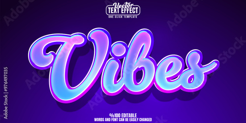 Vibes editable text effect, customizable good and positive 3d font style
