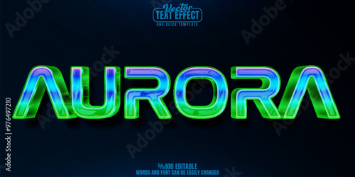 Aurora editable text effect, customizable lights and northern 3d font style