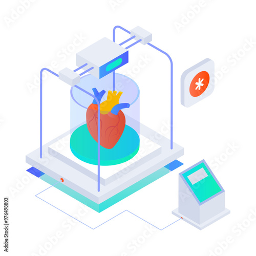 Organ transplantation icon in isometric style