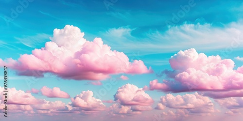 Soft pink clouds floating gently through the sky on a serene day, soft, gentle, breeze, pink, clouds, serene, sky, peaceful