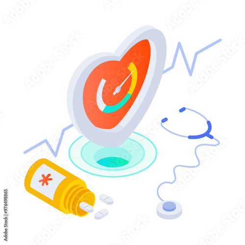 Blood pressure icon in isometric style