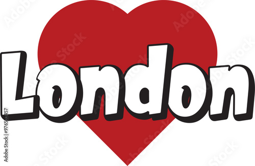 London city text design with red heart typographic icon design suitable for touristic promotion