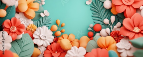 Wallpaper Mural New Year’s Day parade, iconic floats, organic floral background, subtle design, 3D clay render, illustration Torontodigital.ca