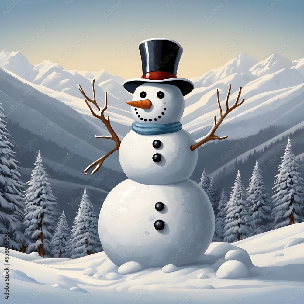 Obraz premium snowman in the snow