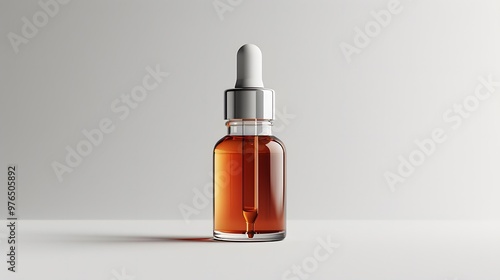 Wallpaper Mural 40. A minimalist image with a white background featuring a single bottle of vitamin E oil in the center Torontodigital.ca