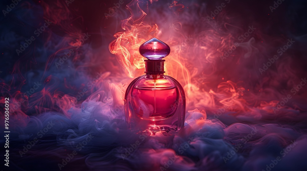 13. Capture sophistication with this striking image. A beautifully designed perfume bottle, surrounded by dramatic smoke, set against a deep black background, exudes an air of luxury and mystery 13. Capture sophistication with this striking image. A beautifully designed perfume bottle, surrounded by dramatic smoke, set against a deep black background, exudes an air of luxury and mystery