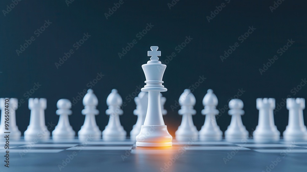 A chess board with a white king and a white pawn A chess board with a white king and a white pawn