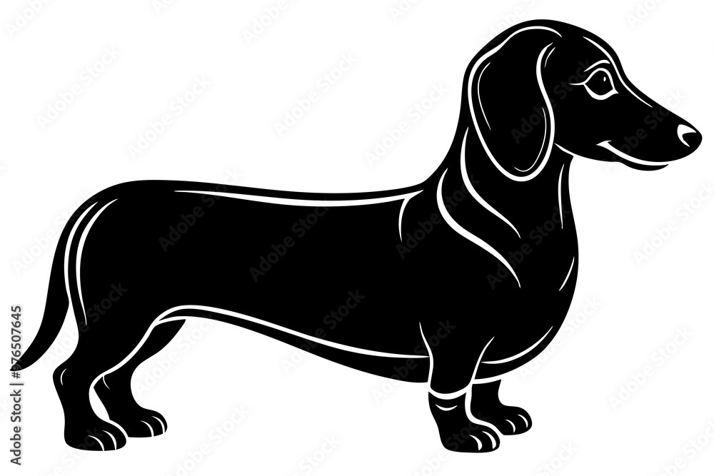 Dachshund dog silhouette, Dachshund icon, Vector black silhouette. Dachshund dog silhouette, Dachshund icon, Vector black silhouette.