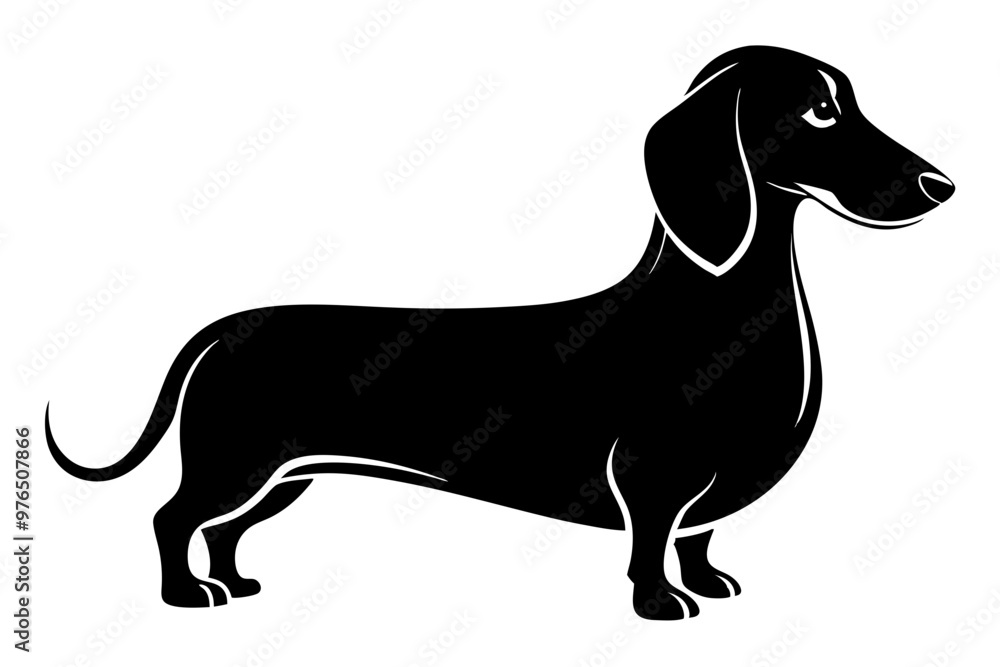 Dachshund dog silhouette, Dachshund icon, Vector black silhouette. Dachshund dog silhouette, Dachshund icon, Vector black silhouette.