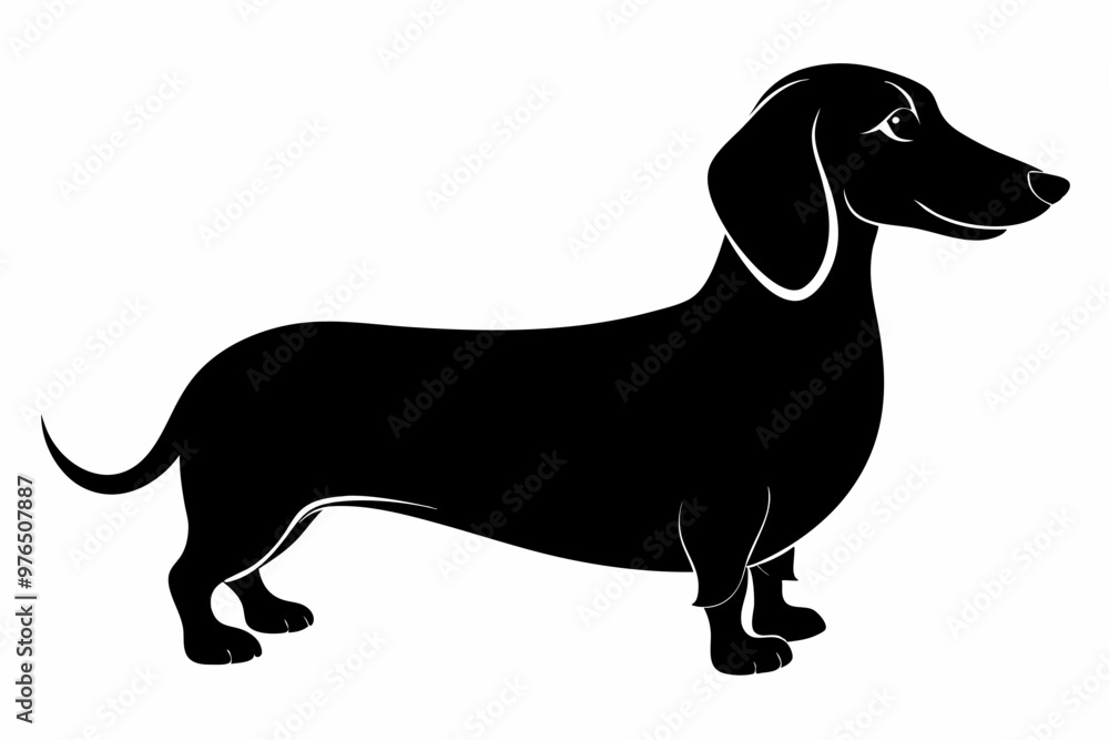 Dachshund dog silhouette, Dachshund icon, Vector black silhouette. Dachshund dog silhouette, Dachshund icon, Vector black silhouette.