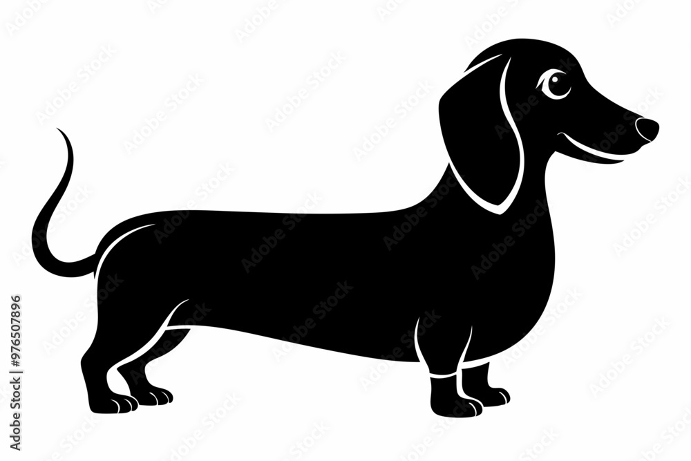 Dachshund dog silhouette, Dachshund icon, Vector black silhouette. Dachshund dog silhouette, Dachshund icon, Vector black silhouette.