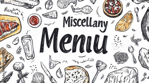 A Hand-Drawn Menu with Food Items