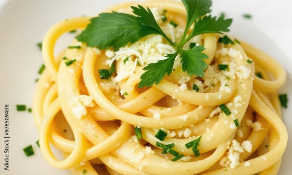 creamy pasta dish with a sprinkle of parmesan and fresh herbs creamy pasta dish with a sprinkle of parmesan and fresh herbs