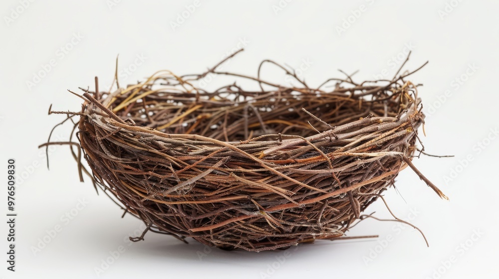 Obraz premium Empty Bird Nest Made of Twigs