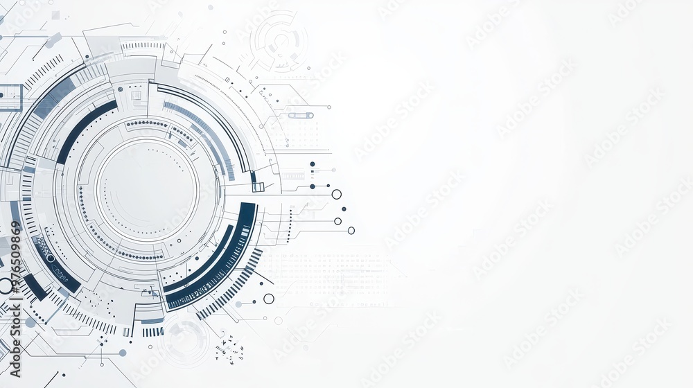 Abstract Technology Background with Circular Pattern and Circuit Board Design Abstract Technology Background with Circular Pattern and Circuit Board Design