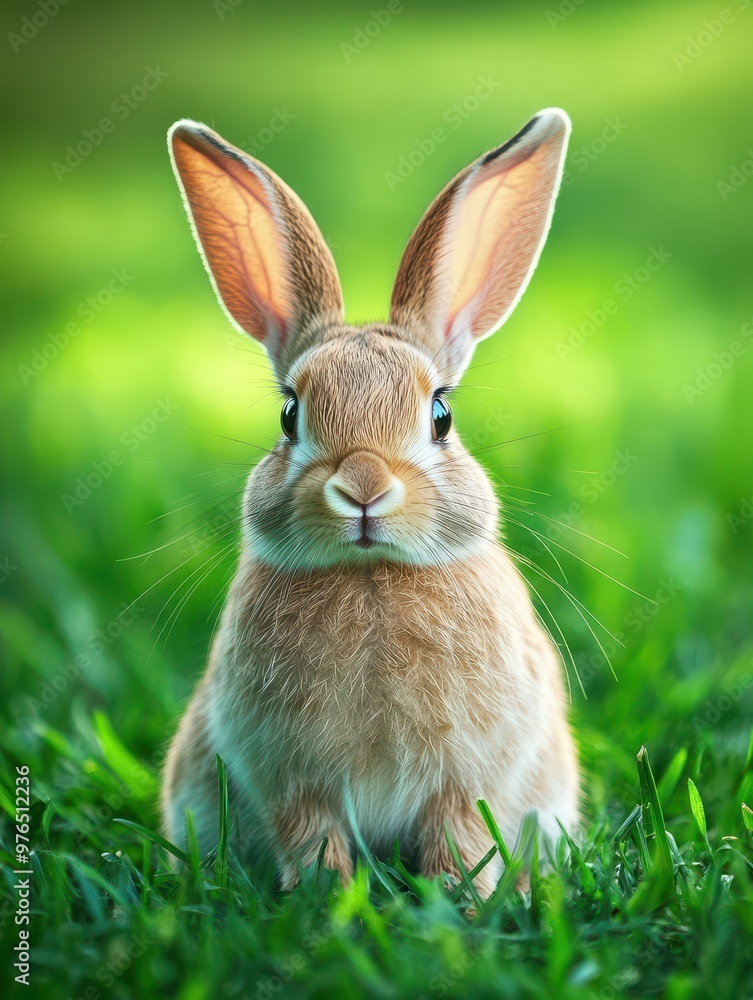 Cute Bunny Rabbit Sitting in Green Grass Cute Bunny Rabbit Sitting in Green Grass