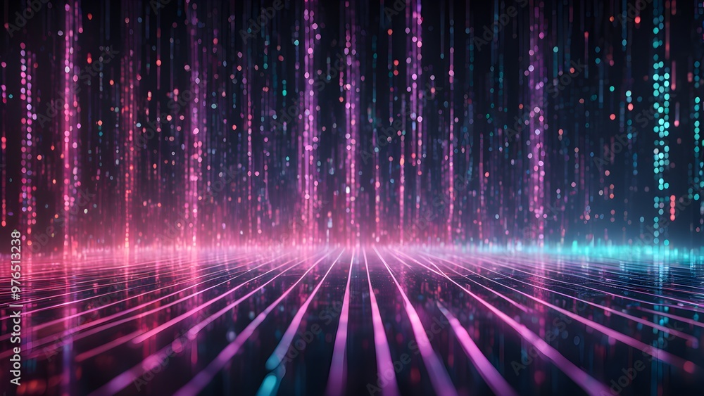 Abstract digital background with glowing lines and particles in pink and blue. Abstract digital background with glowing lines and particles in pink and blue.