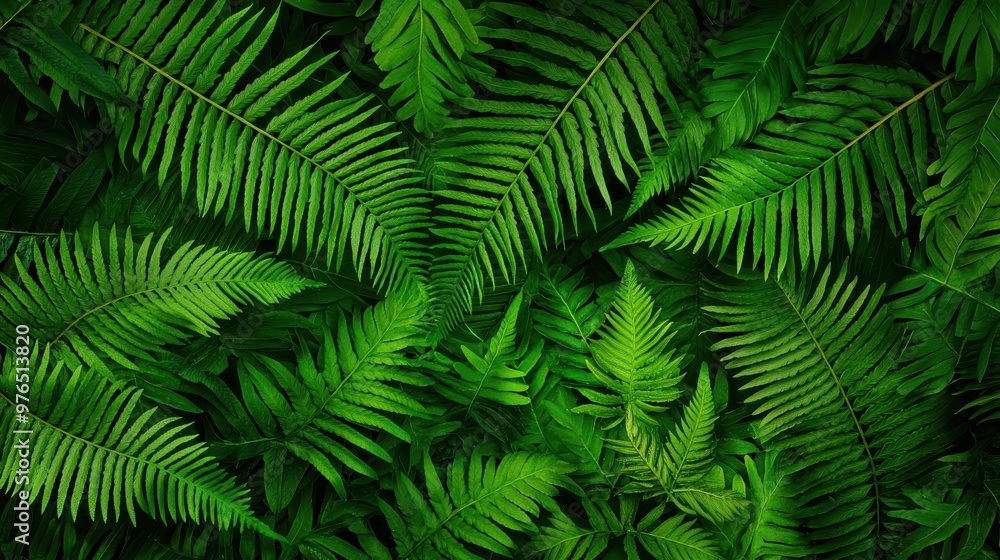 Lush Green Fern Leaves Background Lush Green Fern Leaves Background