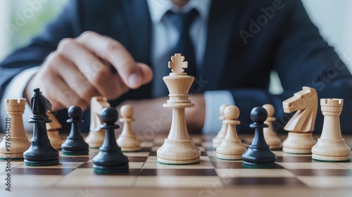 Wallpaper Mural A man is playing chess with a wooden king Torontodigital.ca