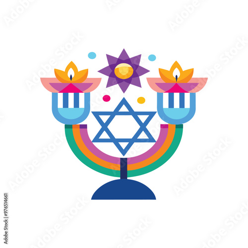 Happy Last Day of Chanuka icon on white background for web design