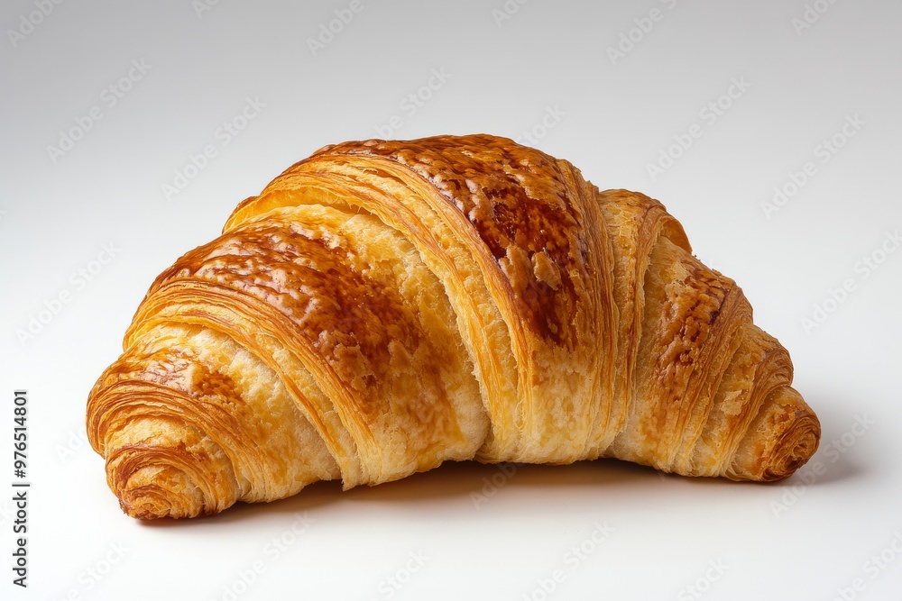 Croissant, A flaky, buttery pastry often enjoyed plain or filled with chocolate, almond paste, or ham and cheese. Isolated on White Background Croissant, A flaky, buttery pastry often enjoyed plain or filled with chocolate, almond paste, or ham and cheese. Isolated on White Background