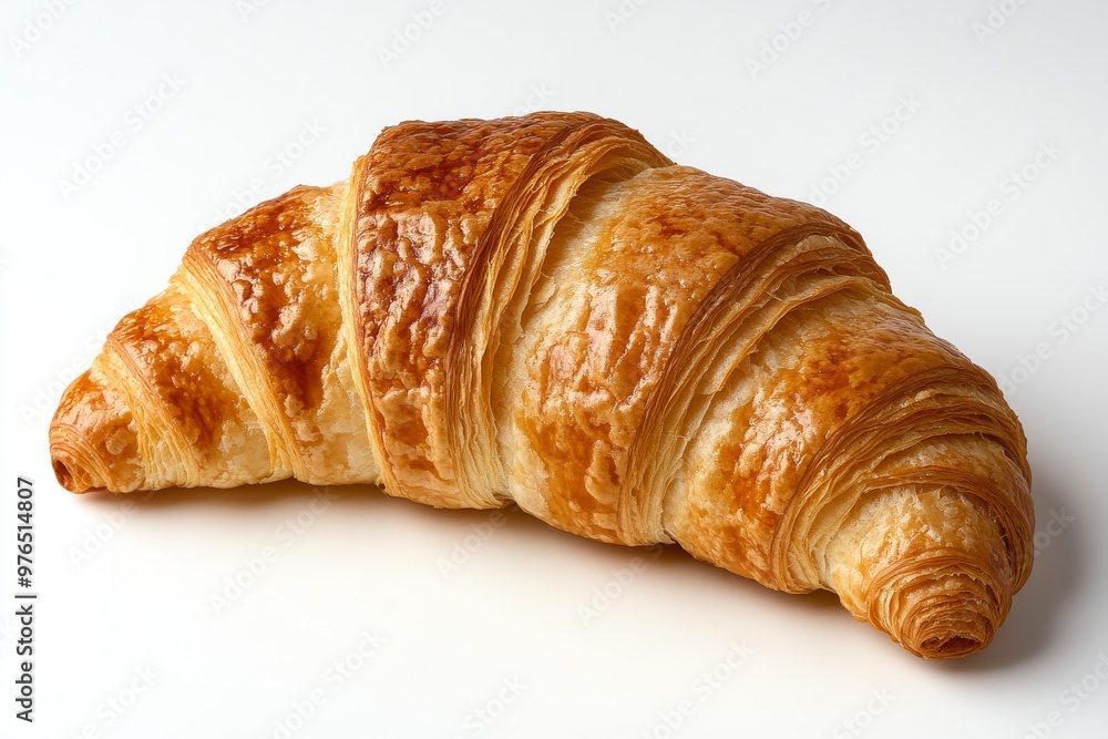 Croissant, A flaky, buttery pastry often enjoyed plain or filled with chocolate, almond paste, or ham and cheese. Isolated on White Background Croissant, A flaky, buttery pastry often enjoyed plain or filled with chocolate, almond paste, or ham and cheese. Isolated on White Background