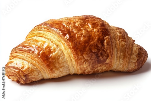 Croissant, A flaky, buttery pastry often enjoyed plain or filled with chocolate, almond paste, or ham and cheese. isolated on white background