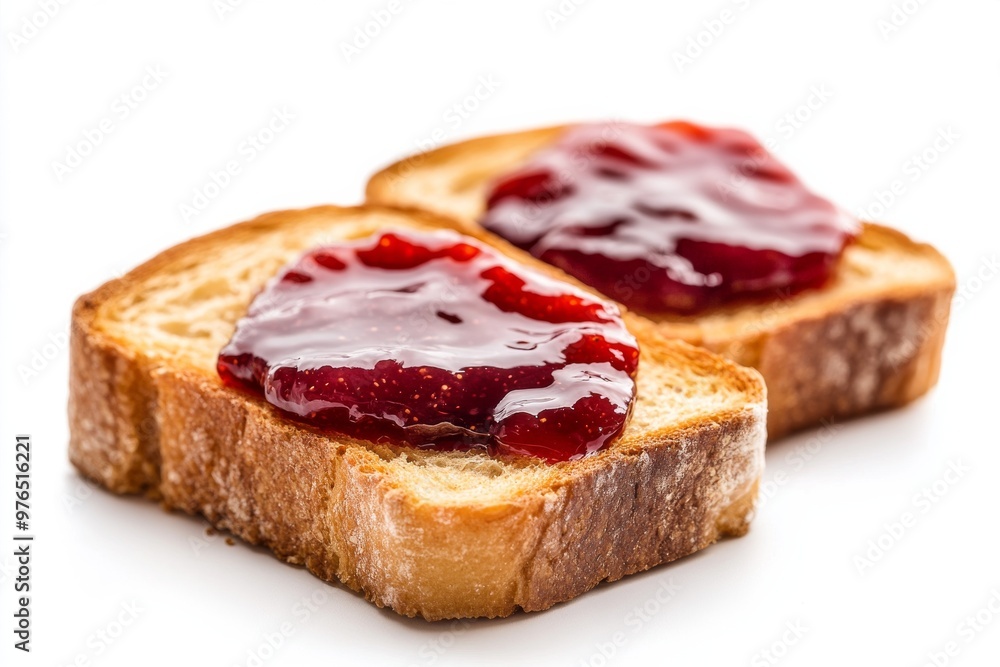 Toast with Jam or Butter, Simple and quick, toasted slices of bread spread with butter, jam, or honey. isolated on white background Toast with Jam or Butter, Simple and quick, toasted slices of bread spread with butter, jam, or honey. isolated on white background