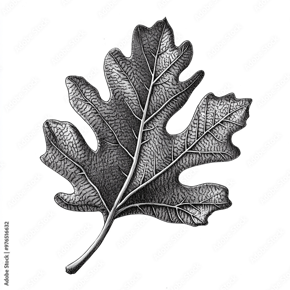 Fototapeta premium A Detailed Pencil Drawing Showcases the Intricate Textures of a Fig Leaf. Generative AI