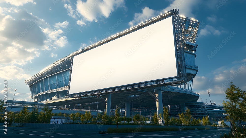 Blank Stadium Billboard Mockup, Large Advertising Space Blank Stadium Billboard Mockup, Large Advertising Space