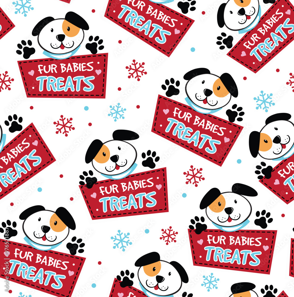 Seamless Pattern of Cute Dog Pet Pattern - Fur Babies Treats Seamless Pattern of Cute Dog Pet Pattern - Fur Babies Treats