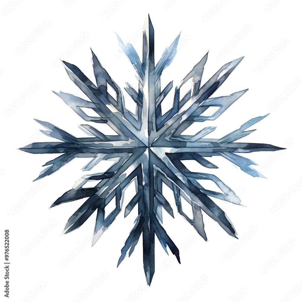 Haunting Crystalline Snowflake - Eerie Watercolor Haunting Crystalline Snowflake - Eerie Watercolor