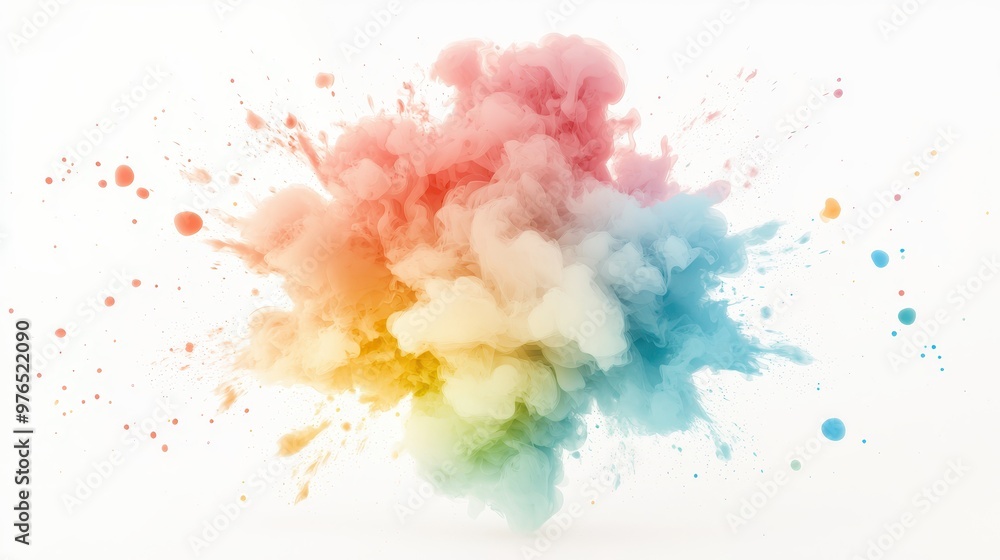 Obraz premium Abstract Rainbow Ink Explosion in Water Colorful Paint Cloud Artistic Background