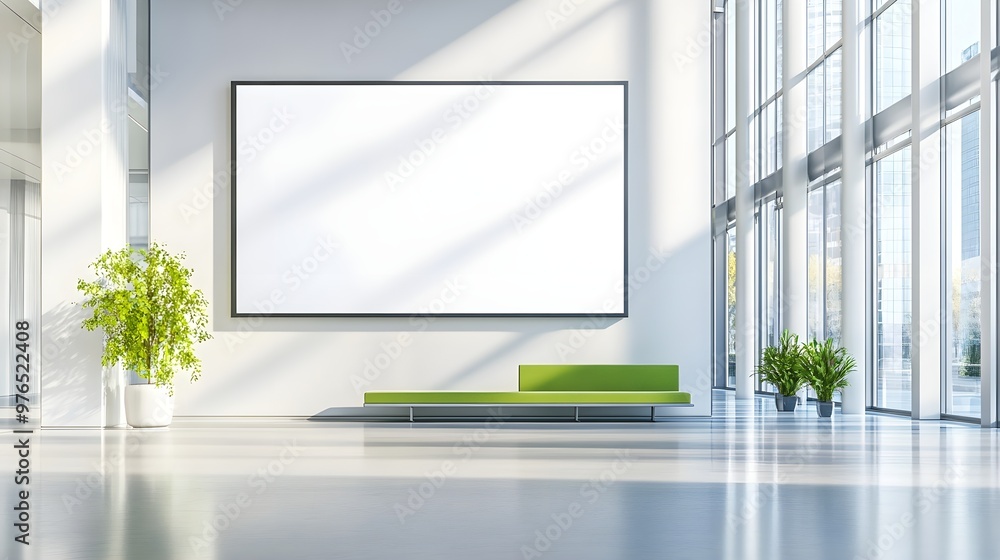Fototapeta premium Modern Office Lobby with Blank Canvas Mockup