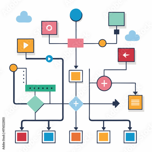 digital transformation vectors, cloud computing concept