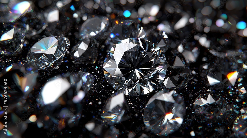 Shiny Diamonds on Black Background A collection of dazzling Shiny Diamonds on Black Background A collection of dazzling