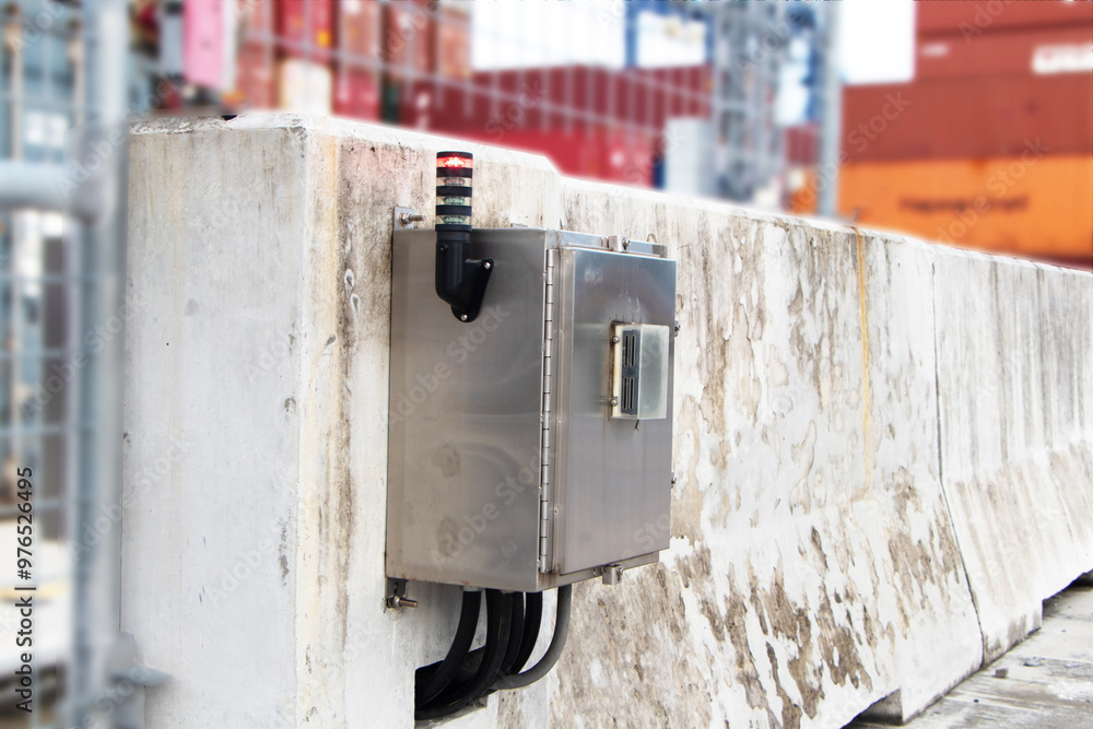 Explosion proof junction box aluminum attached to outdoor concrete base ...