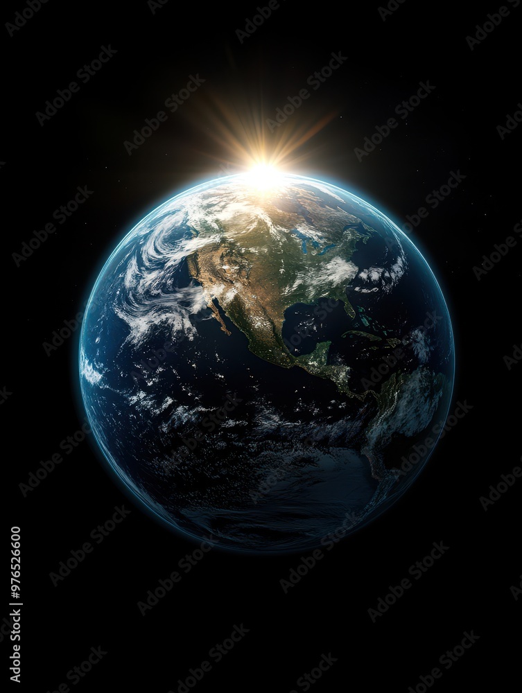 Earth From Space With Sunrise Earth From Space With Sunrise