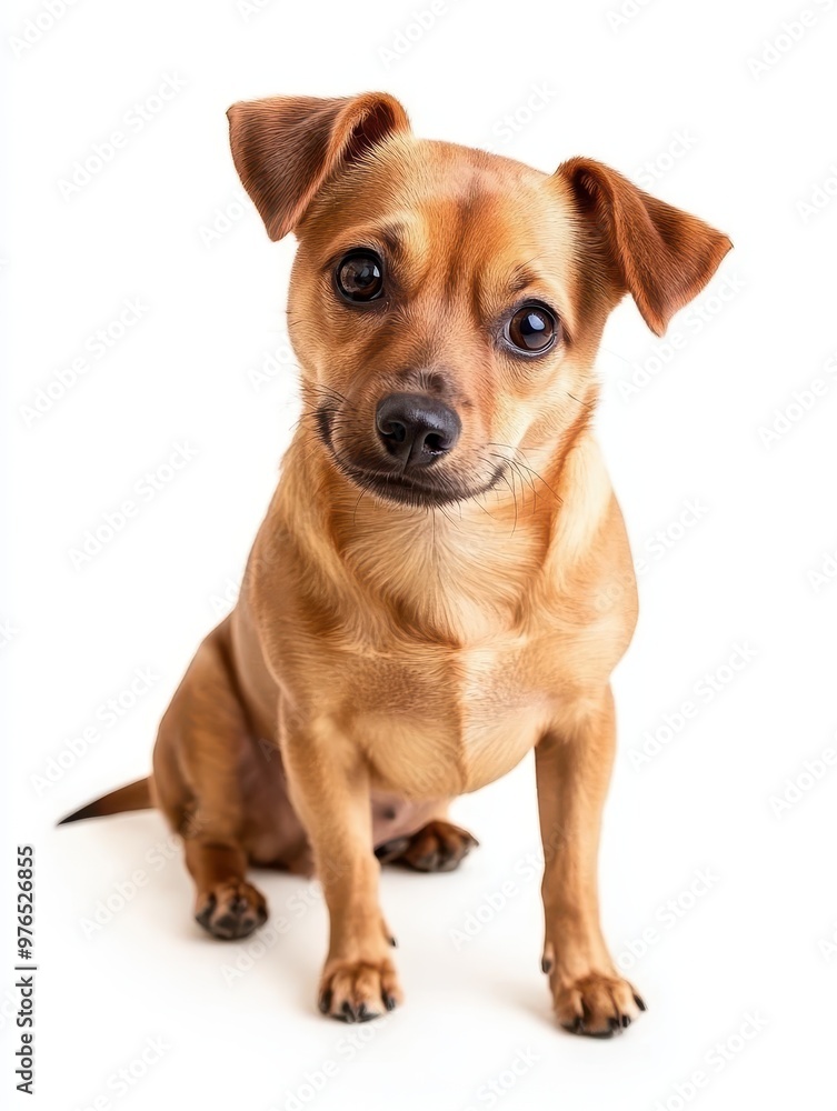 Small brown dog sitting and looking at the camera Small brown dog sitting and looking at the camera