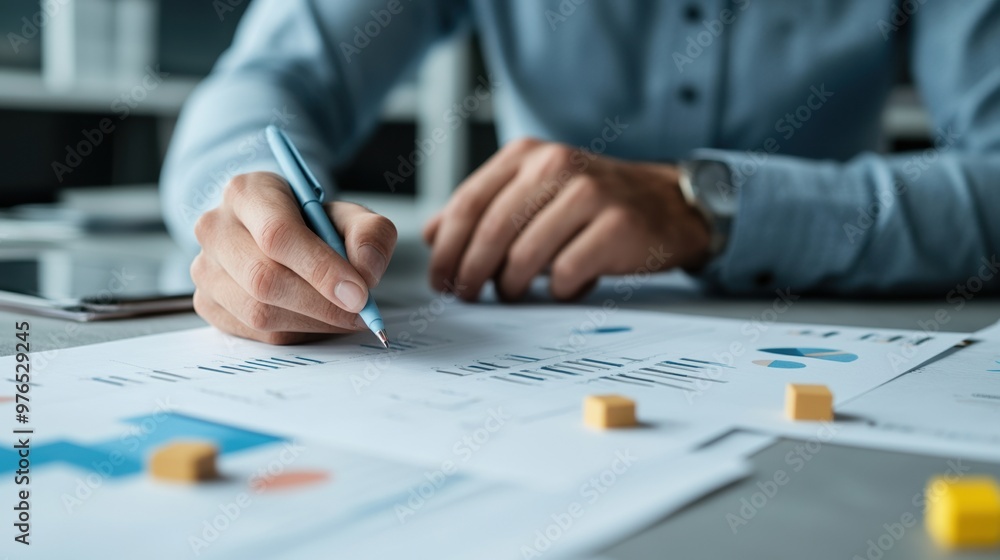 Close-up of a professional hands writing on documents with charts, showcasing productivity and collaboration in the workplace. Close-up of a professional hands writing on documents with charts, showcasing productivity and collaboration in the workplace.