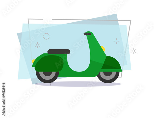 Green motorbike illustration. Moped, road, speed. Transport concept. Vector illustration can be used for topics like vehicle, travelling, city