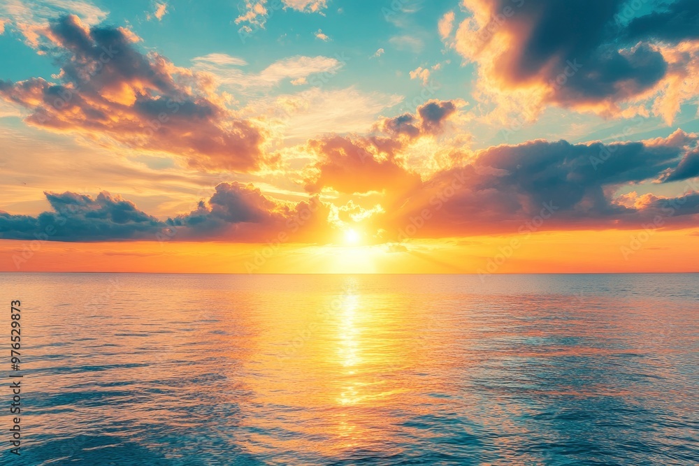 Horizon Sea Sky Background, Sunset sky clouds over sea in the evening with Orange, Yellow sunlight Golden hour in Summer landscape, Dusk sky seascape backgrounds , ai Horizon Sea Sky Background, Sunset sky clouds over sea in the evening with Orange, Yellow sunlight Golden hour in Summer landscape, Dusk sky seascape backgrounds , ai