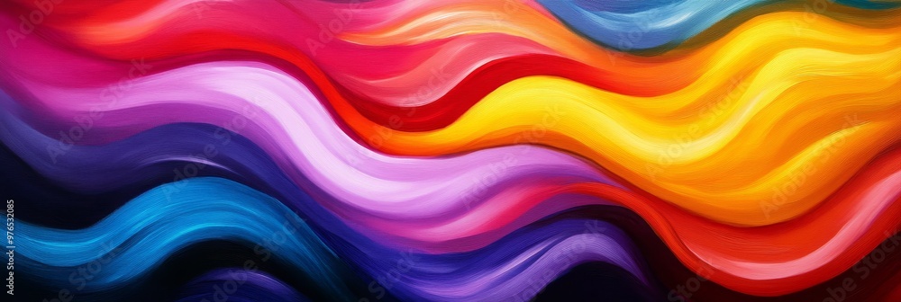 A vibrant abstract painting featuring flowing waves of color, symbolizing energy, fluidity, movement, creativity, and emotion. A vibrant abstract painting featuring flowing waves of color, symbolizing energy, fluidity, movement, creativity, and emotion.