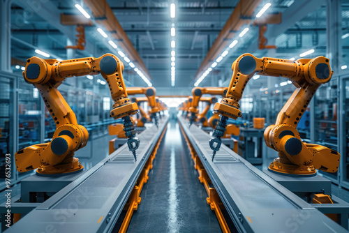 The robotic arm production line in modern factories