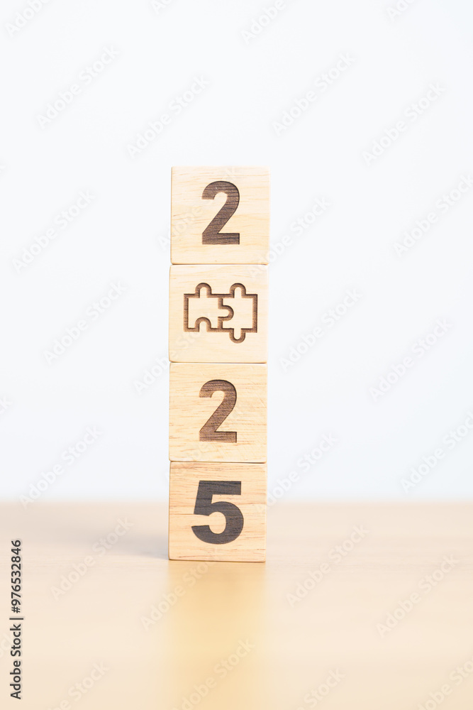 2025 block with jigsaw puzzle icon. Business Process, Team, teamwork, Goal, mission, Resolution, strategy, plan, Action, partnership, and New Year start 2025 block with jigsaw puzzle icon. Business Process, Team, teamwork, Goal, mission, Resolution, strategy, plan, Action, partnership, and New Year start
