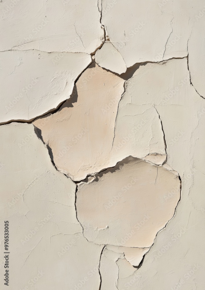 Cracked and Weathered White Plaster Wall Surface Cracked and Weathered White Plaster Wall Surface