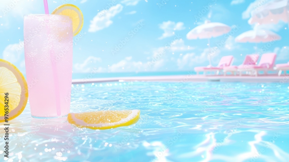 Obraz premium Refreshing Summer Cocktail by the Pool