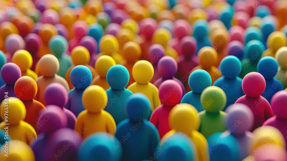 Colorful Abstract People Crowd D Rendering Colorful Abstract People Crowd D Rendering