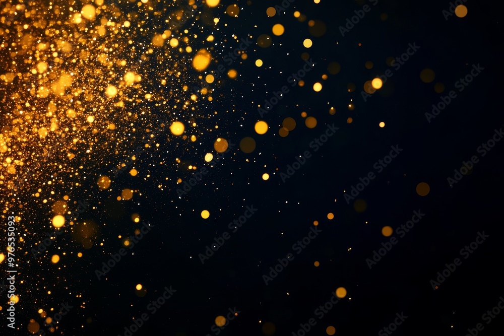 Abstract background with golden glitter and bokeh effect. Perfect for luxury, festive, and celebratory designs. Symbolizing elegance, celebration, glamour, magic, and joy. Abstract background with golden glitter and bokeh effect. Perfect for luxury, festive, and celebratory designs. Symbolizing elegance, celebration, glamour, magic, and joy.